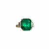 Classic step cut Colombian emerald and diamond ring