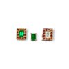 Emerald and shapphire halo studs