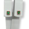 Emerald and shapphire halo studs