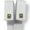 Emerald and shapphire halo studs