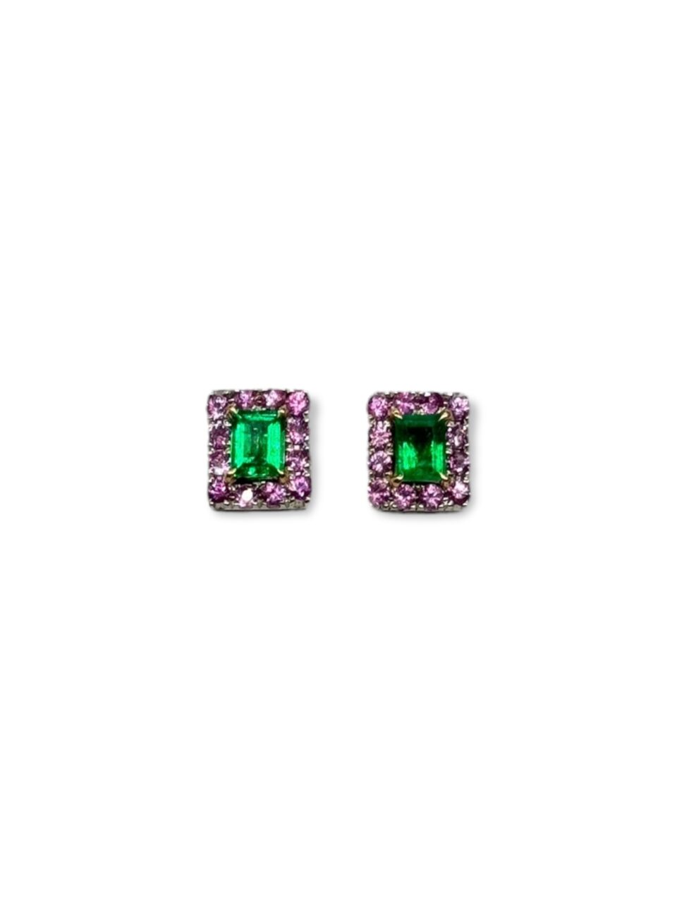 colombian emeralds, muzo emeralds, alpine green, george smith, emerald earrings, emerald studs