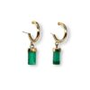 Rough Colombian emerald drop hoop earrings