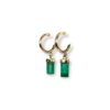 Rough Colombian emerald drop hoop earrings