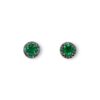 Round emerald studs with treated blue diamond halo
