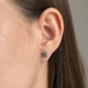 Emerald and shapphire halo studs