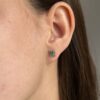 Emerald and shapphire halo studs