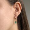 Rough Colombian emerald drop hoop earrings