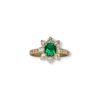 Emerald and diamond flower ring