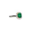 Classic square cut emerald ring with diamond halo