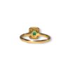 Double halo emerald and yellow sapphire ring