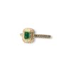 Double halo emerald and yellow sapphire ring