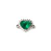 Heart shaped emerald and diamond ring