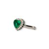 Heart shaped emerald and diamond ring