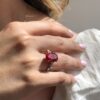 Pigeon blood Burma ruby ring with D/VVS tapered baguettes