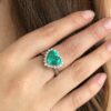 Heart shaped emerald and diamond ring