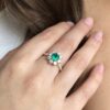 Emerald and diamond flower ring