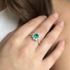 Emerald and diamond flower ring