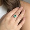 Emerald and diamond flower ring