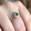 Double halo emerald drop ring