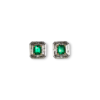 Muzo emerald studs with art deco diamond jackets