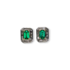 Muzo emerald studs with art deco diamond jackets