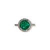 Round brilliant Colombian emerald with diamond halo