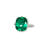 Sleek cushion cut Colombian emerald ring