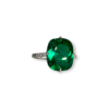 Sleek cushion cut Colombian emerald ring