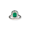 Sleek cushion cut Colombian emerald ring