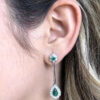 2 in 1 cabochon and round emerald earrings