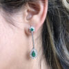 2 in 1 cabochon and round emerald earrings