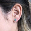 2 in 1 cabochon and round emerald earrings