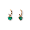 Bezel set emerald heart earrings