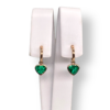 Bezel set emerald heart earrings