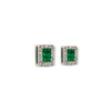 Mini Colombian emerald halo studs