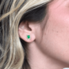 Mini Colombian emerald halo studs