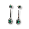 2 in 1 cabochon and round emerald earrings