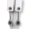 2 in 1 cabochon and round emerald earrings