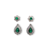 2 in 1 cabochon and round emerald earrings