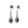 2 in 1 cabochon and round emerald earrings