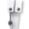 2 in 1 cabochon and round emerald earrings