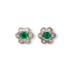 2 in 1 cabochon and round emerald earrings