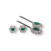 2 in 1 cabochon and round emerald earrings