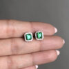 Classic Colombian emerald studs with detachable diamond jackets