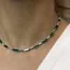 Art deco inspired emerald baguette & diamond necklace