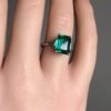 Fine classic emerald cut three stone ring