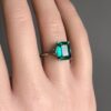 Fine classic emerald cut three stone ring