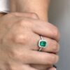 Classic Colombian emerald halo ring