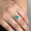 Classic Colombian emerald halo ring