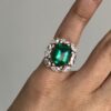 Rose gold Colombian emerald cocktail ring